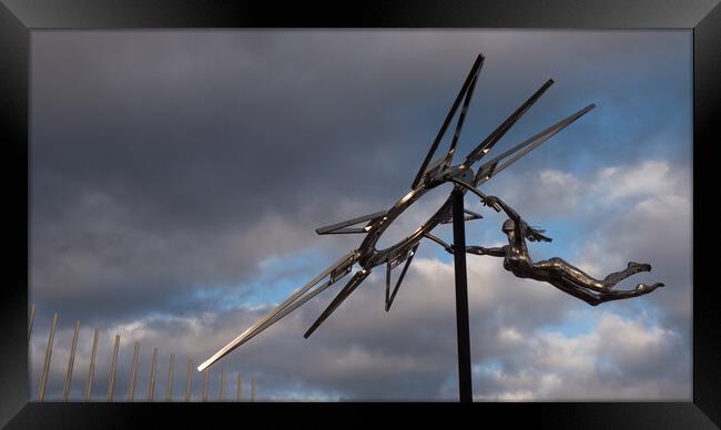 Metal sculpture - flying lady Framed Print by Peter Park