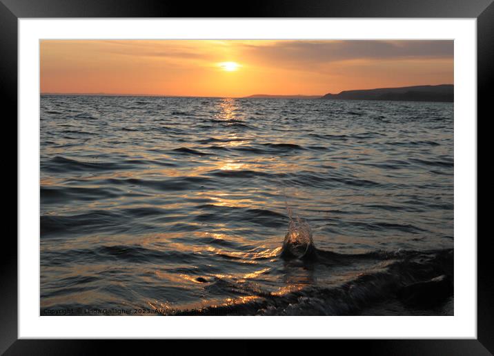 sunset at sea Framed Mounted Print by Linda Gallagher