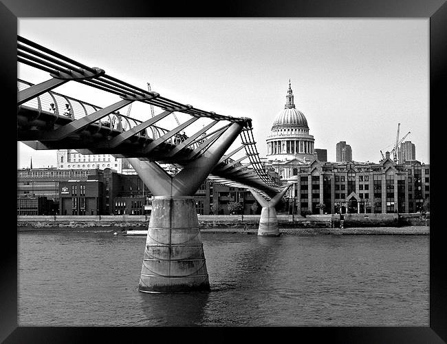 Millennium Bridge to St Pauls Framed Print by Hugh Doran