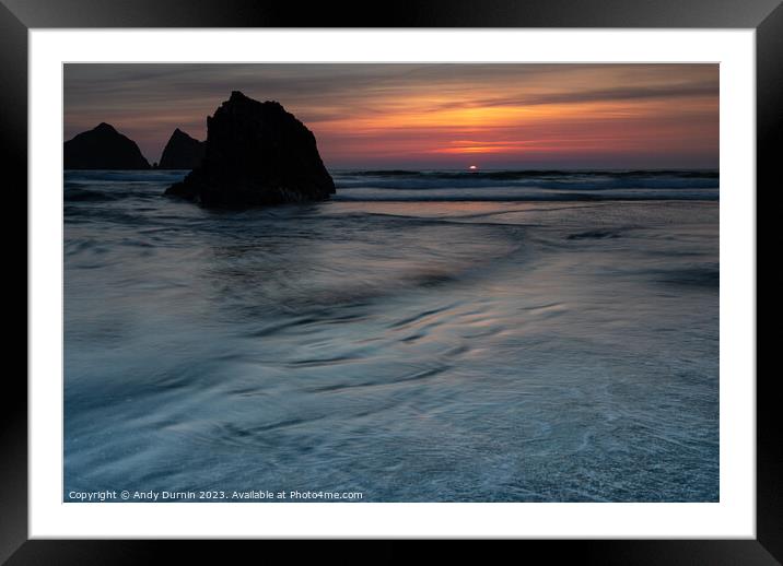 Holywell Bay Sunset Framed Mounted Print by Andy Durnin
