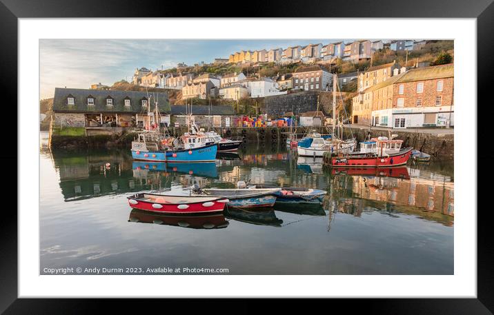 Mevagissey Harbour Sunrise 5 Framed Mounted Print by Andy Durnin
