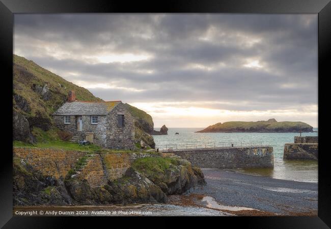 Mulion Cove Harbour The Net Loft Framed Print by Andy Durnin