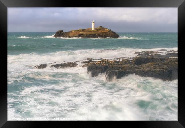 Harmony Amidst the Elements: Godrevy Lighthouse and the Dynamic  Framed Print by Andy Durnin