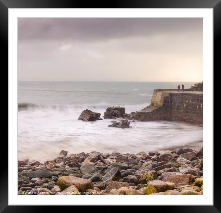 Harmony Amidst the Tempest: Lamorna Cove Framed Mounted Print by Andy Durnin