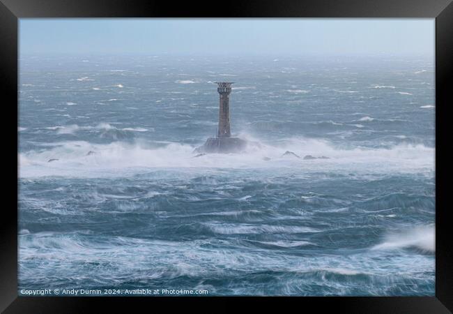 The Longships and the Swirling Seas  Framed Print by Andy Durnin