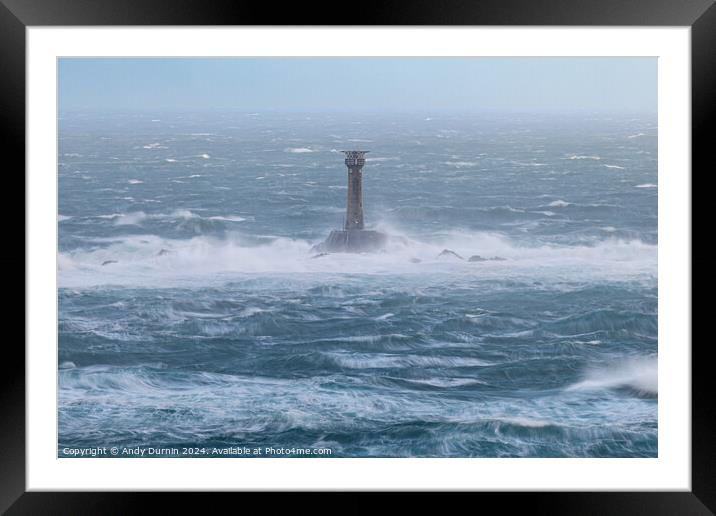 The Longships and the Swirling Seas  Framed Mounted Print by Andy Durnin