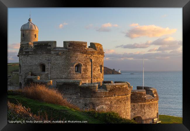 St Mawes Castle and St Anthony Head lighthouse Framed Print by Andy Durnin