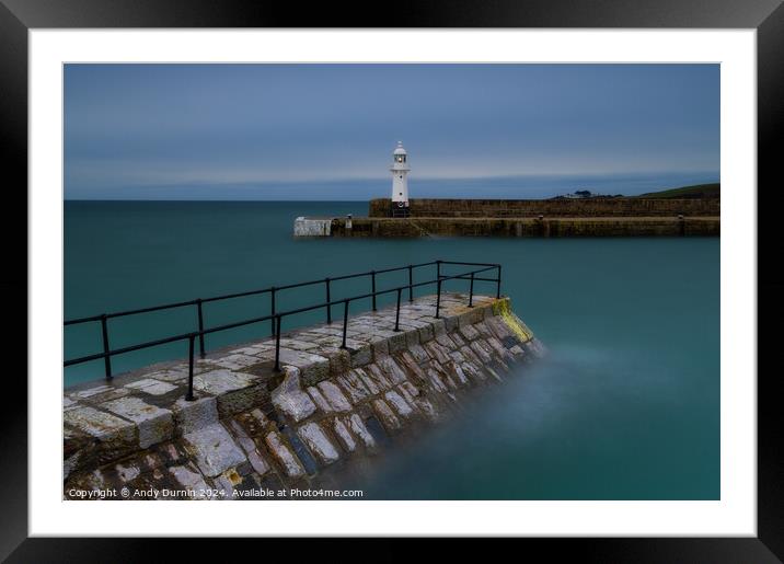 Mevagissey Lighthouse LE.   Framed Mounted Print by Andy Durnin