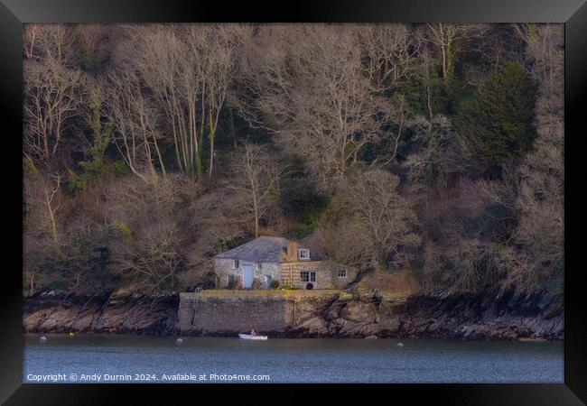 River Fowey Cottage Framed Print by Andy Durnin