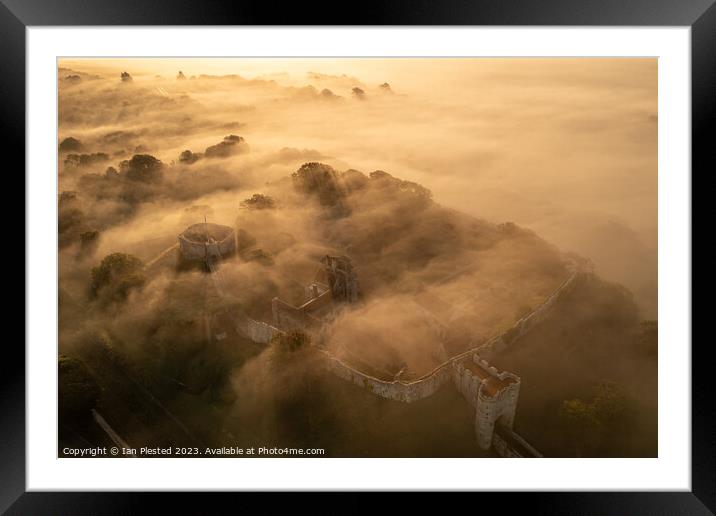 Carisbrooke Castle at dawn mist Framed Mounted Print by Ian Plested