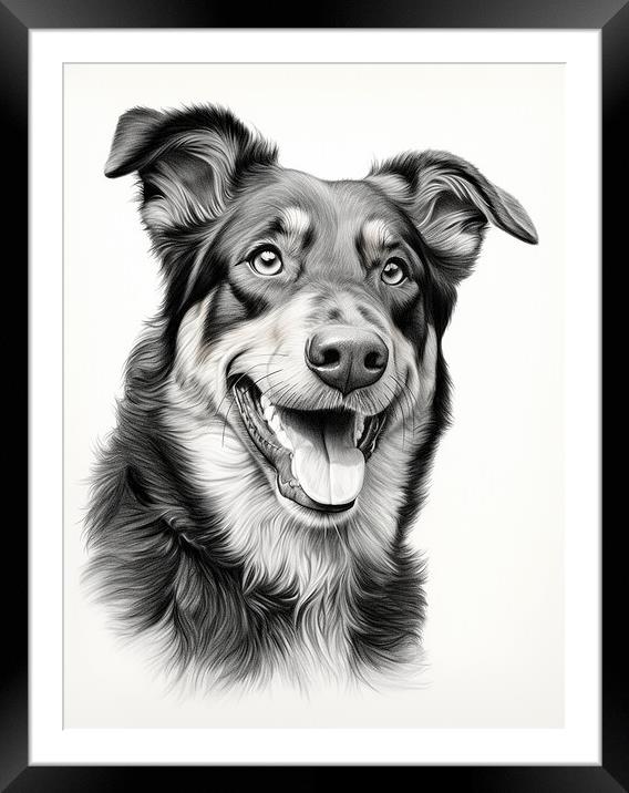 Beauceron Pencil Drawing Framed Mounted Print by K9 Art