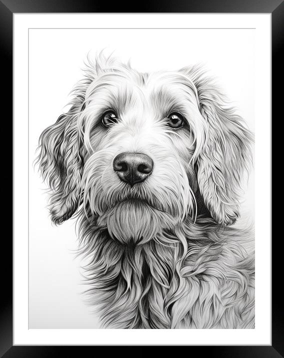 Bergamasco Sheepdog Pencil Drawing Framed Mounted Print by K9 Art