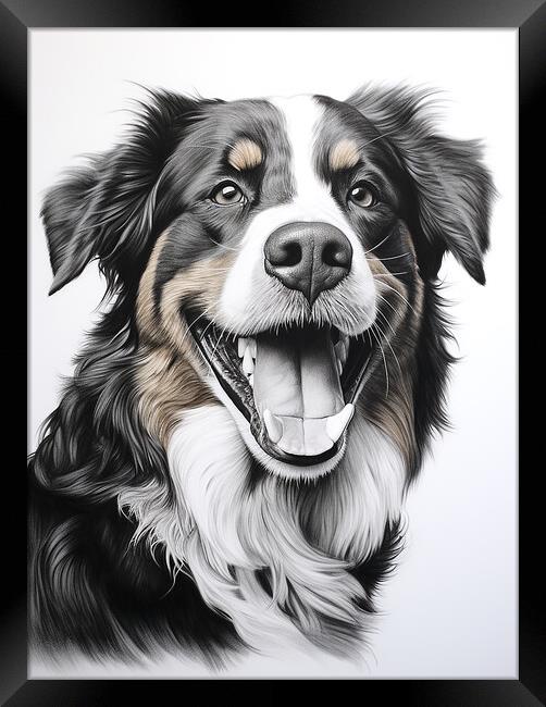 Bernese Mountain Dog Pencil Drawing Framed Print by K9 Art