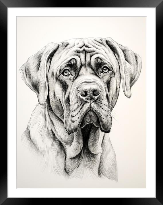 Boerboel Pencil Drawing Framed Mounted Print by K9 Art