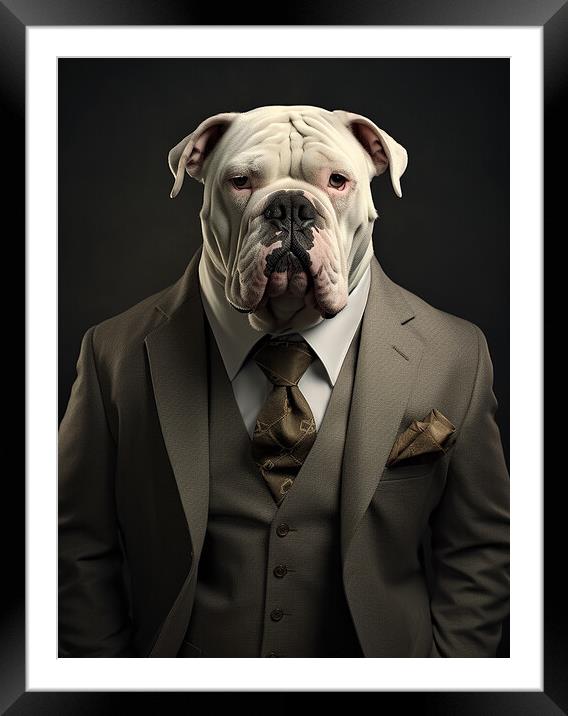 American Bulldog  Framed Mounted Print by K9 Art