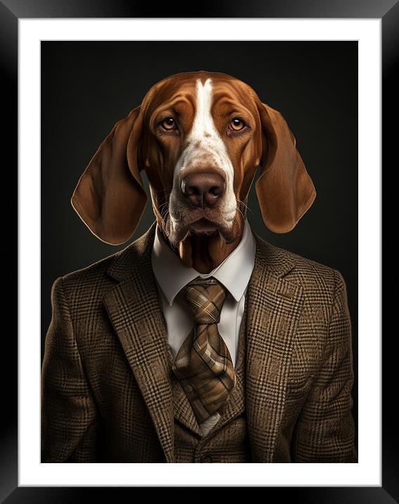 American English Coonhound Framed Mounted Print by K9 Art