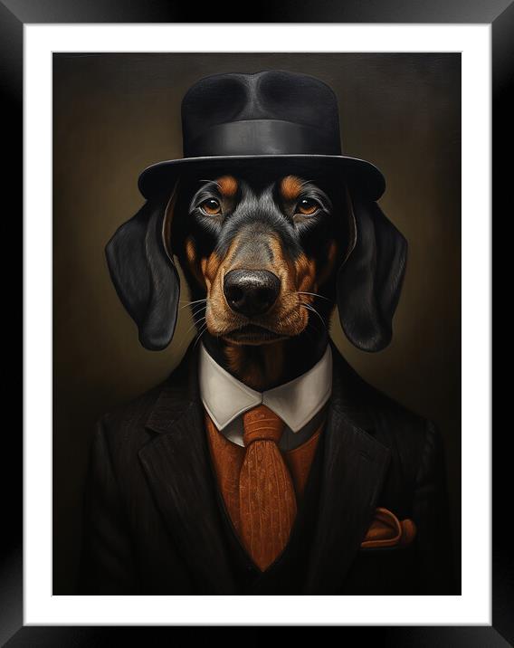 Black And Tan Coonhound Framed Mounted Print by K9 Art