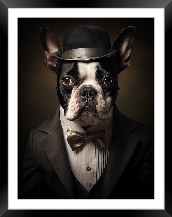 Boston Terrier Framed Mounted Print by K9 Art