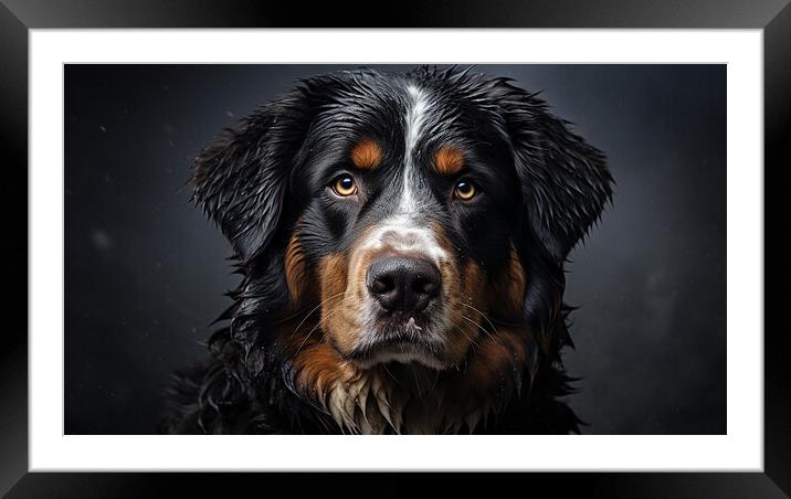 Bernese Mountain Dog  Framed Mounted Print by K9 Art