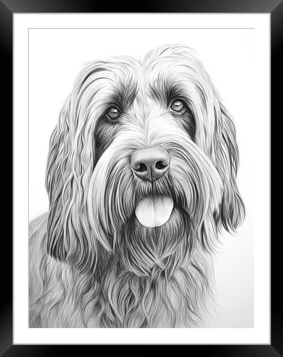 Briard Pencil Drawing Framed Mounted Print by K9 Art