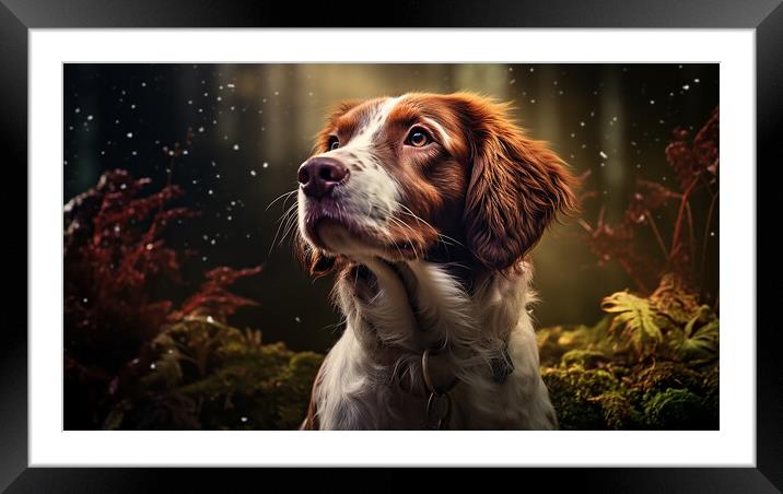 Brittany Framed Mounted Print by K9 Art