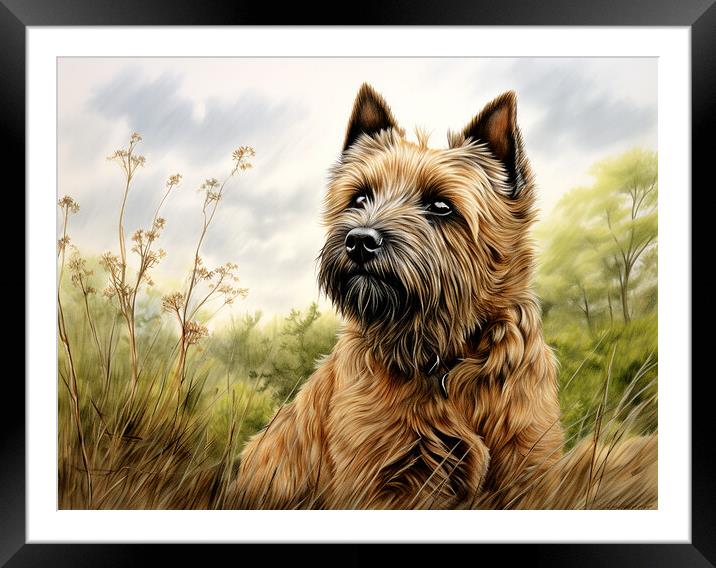 Cairn Terrier Pencil Drawing Framed Mounted Print by K9 Art