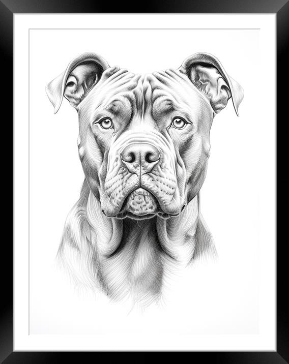 Cane Corso Pencil Drawing Framed Mounted Print by K9 Art
