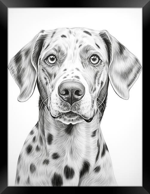Catahoula Leopard Dog Pencil Drawing Framed Print by K9 Art
