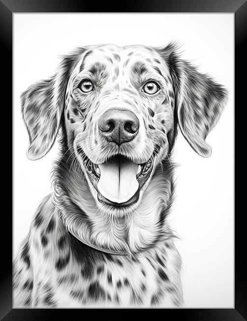 Catahoula Leopard Dog Pencil Drawing Framed Print by K9 Art
