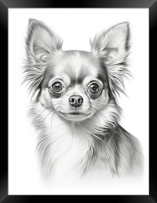 Chihuahua Pencil Drawing Framed Print by K9 Art