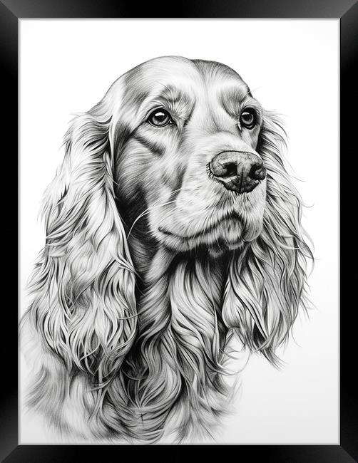 Cocker Spaniel Pencil Drawing Framed Print by K9 Art