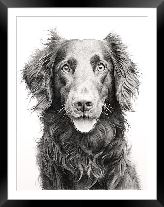 Curly Coated Retriever Pencil Drawing Framed Mounted Print by K9 Art