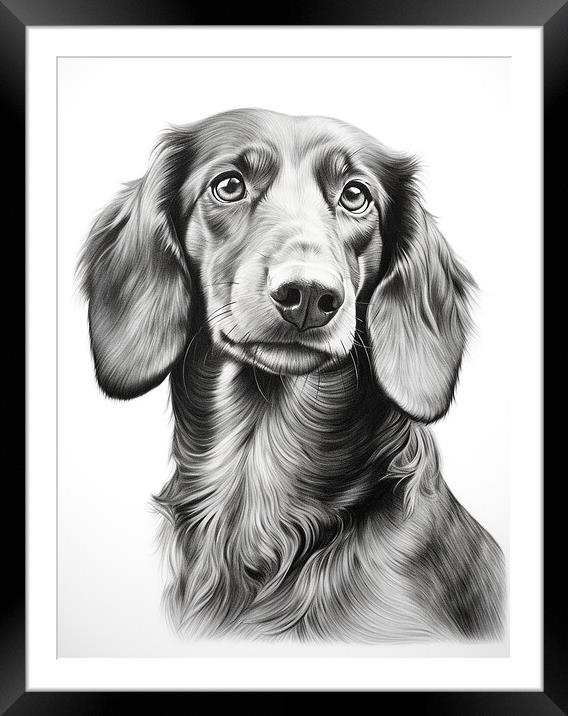 Dachshund Pencil Drawing Framed Mounted Print by K9 Art