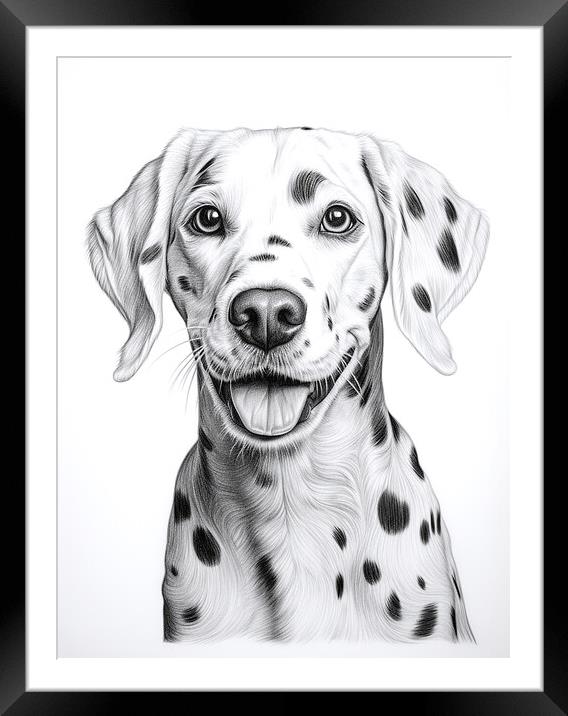 Dalmatian Pencil Drawing Framed Mounted Print by K9 Art