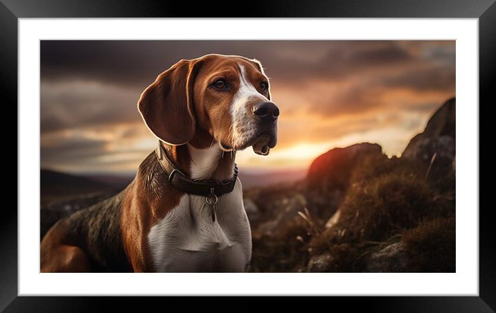English Foxhound Framed Mounted Print by K9 Art