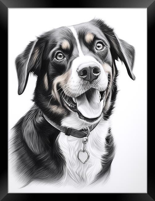 Entlebucher Mountain Dog Pencil Drawing Framed Print by K9 Art