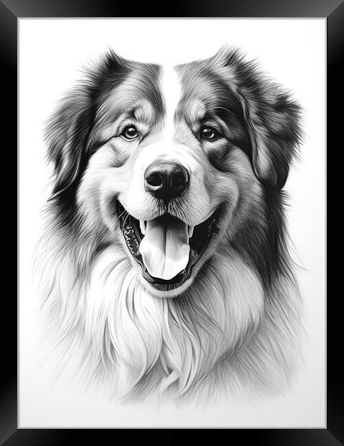 Estrela Mountain Dog Pencil Drawing Framed Print by K9 Art