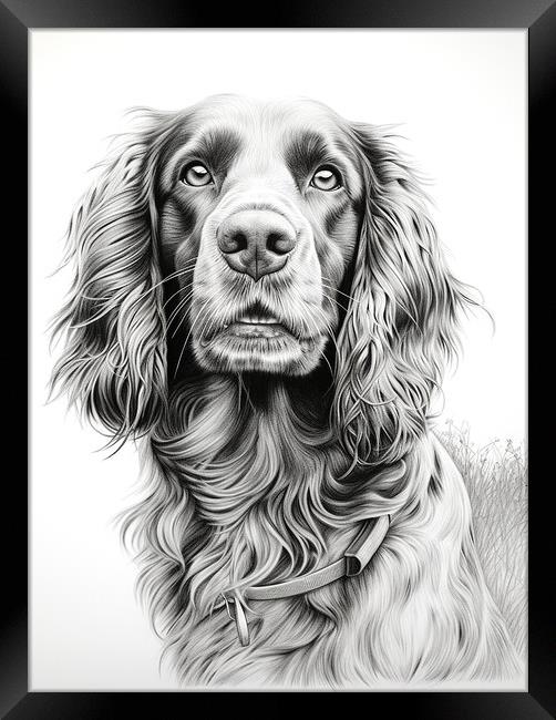 Field Spaniel Pencil Drawing Framed Print by K9 Art