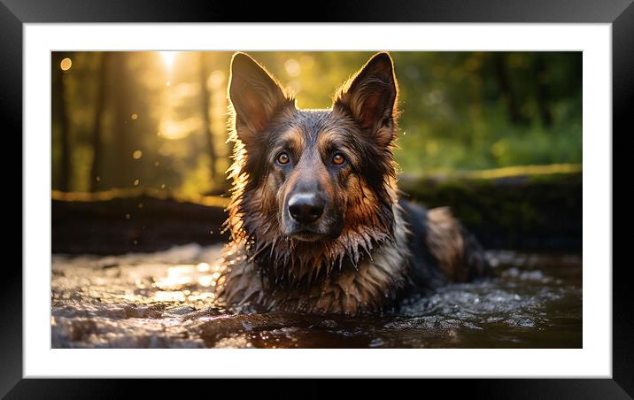 German Shepherd Dog Framed Mounted Print by K9 Art