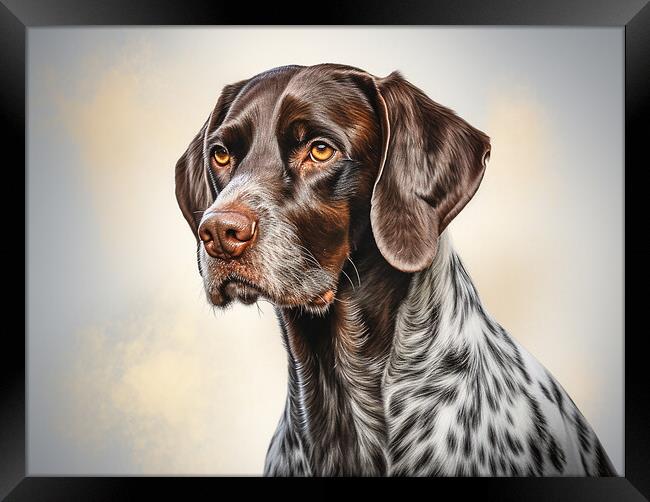 German Shorthaired Pointer Pencil Drawing Framed Print by K9 Art