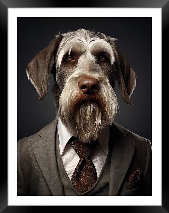 German Wirehaired Pointer Framed Mounted Print by K9 Art