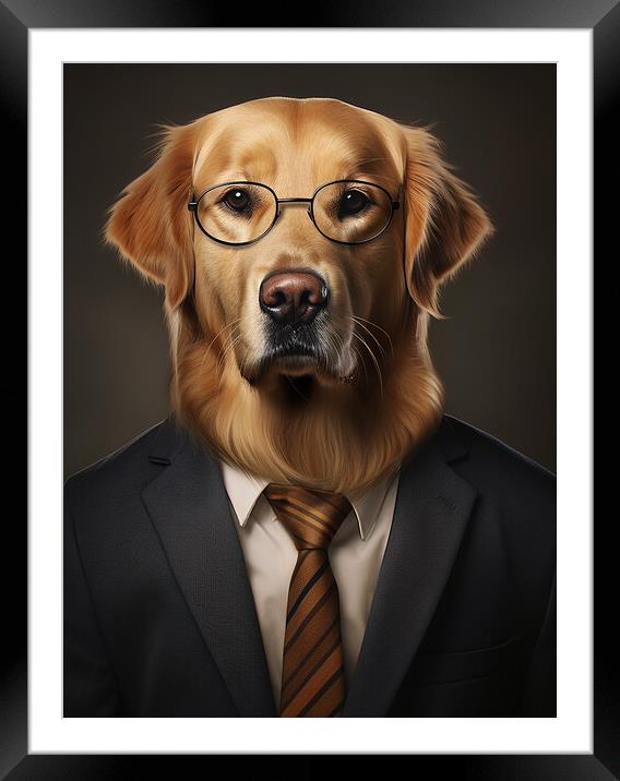 Golden Retriever Framed Mounted Print by K9 Art