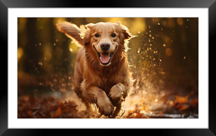 Golden Retriever Framed Mounted Print by K9 Art