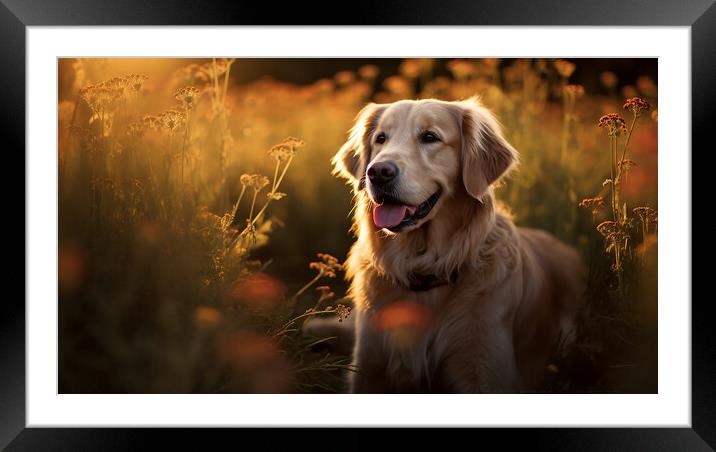 Golden Retriever Framed Mounted Print by K9 Art