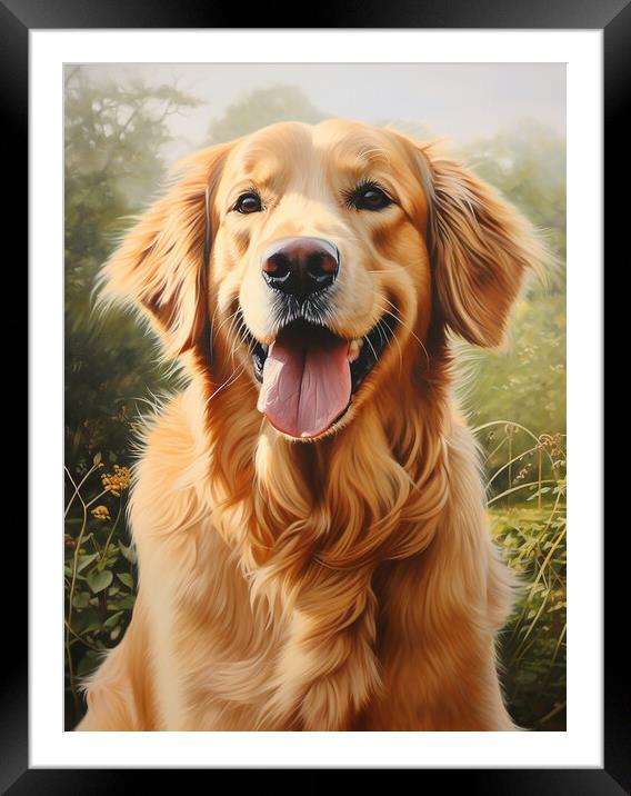 Golden Retriever Framed Mounted Print by K9 Art