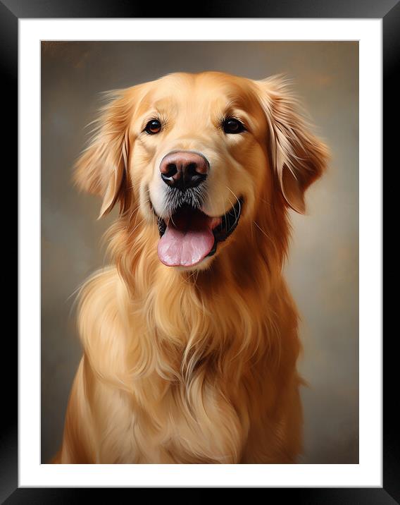 Golden Retriever Framed Mounted Print by K9 Art