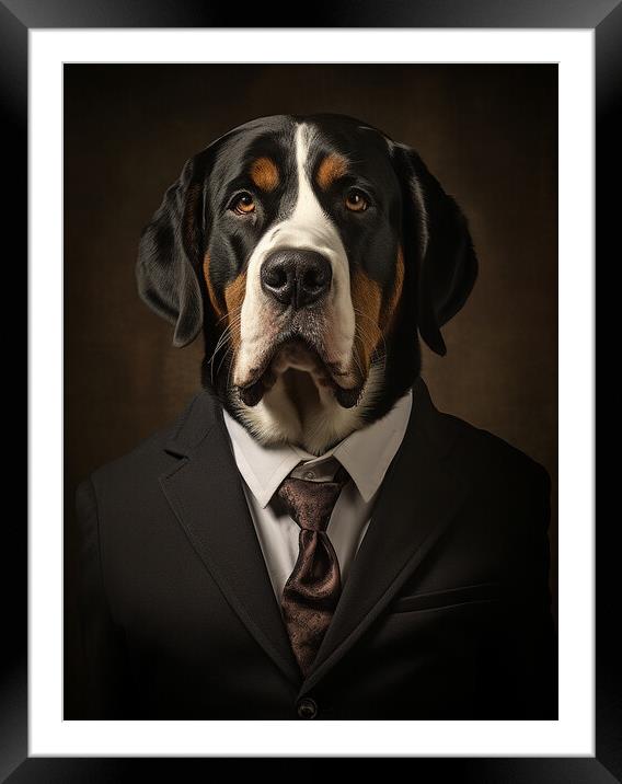 Greater Swiss Mountain Dog Framed Mounted Print by K9 Art