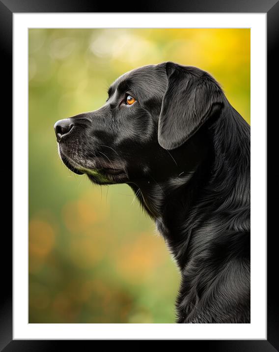 Black Labrador Portrait Framed Mounted Print by K9 Art