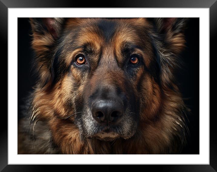 German Shepherd Dog Framed Mounted Print by K9 Art