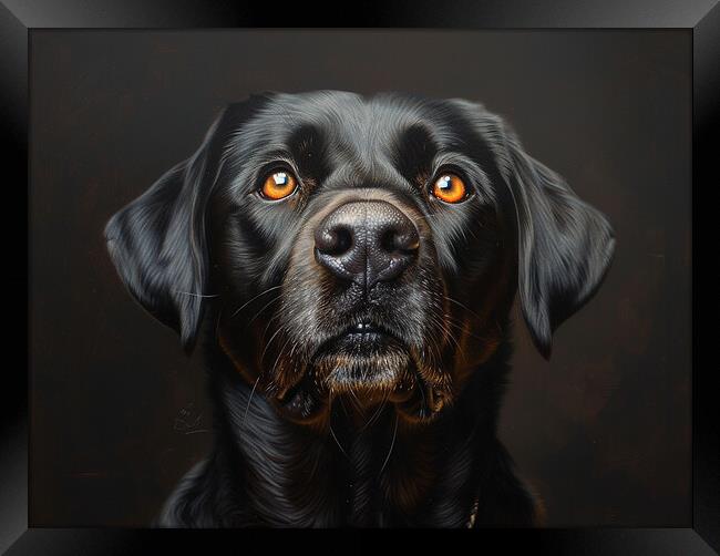 Black Labrador Portrait Framed Print by K9 Art